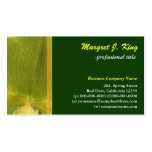 Tarjeta de visita del verde del pétalo de la flor 