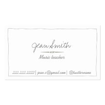 Tarjeta de visita dibujada mano simple del profeso
