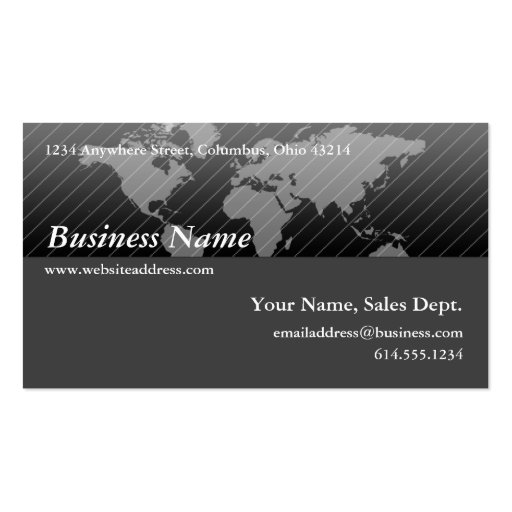 Tarjeta de visita:: Diseño negro y gris 2 del mapa
