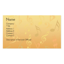 Tarjeta de visita elegante de las notas musicales 