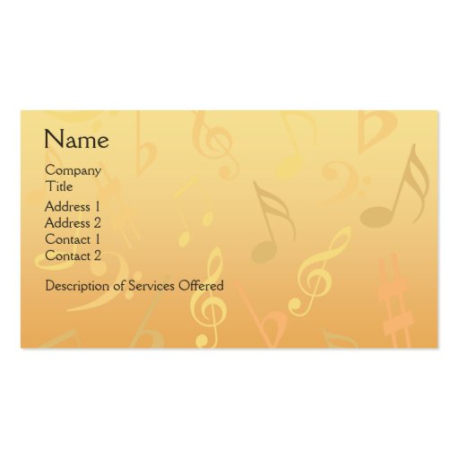 Tarjeta de visita elegante de las notas musicales 