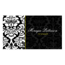 Tarjeta de visita elegante del damasco negro osten