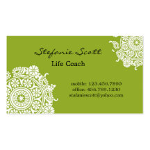 Tarjeta de visita elegante en verde lima y blanco