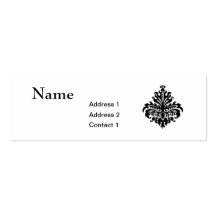 Tarjeta de visita flaca del damasco blanco y negro