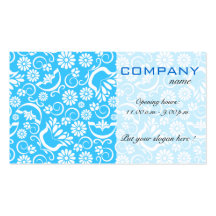 Tarjeta de visita floral azul del vintage