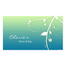 Tarjeta de visita floral azulverde de los remolino