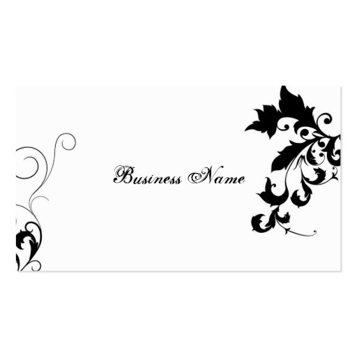 Tarjeta de visita floral blanco y negro