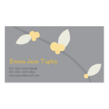 Tarjeta de visita gris y amarilla del flor