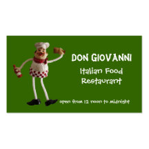 Tarjeta de visita italiana de restaurante de la co