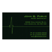 Tarjeta de visita médica del monitor de corazón