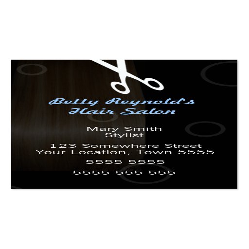 Tarjeta de visita negra de la peluquería