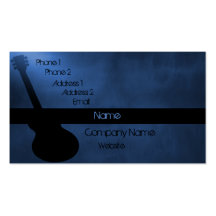 Tarjeta de visita oscura de la guitarra, azul
