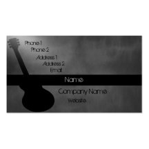Tarjeta de visita oscura de la guitarra, gris