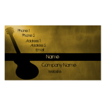 Tarjeta de visita oscura de la guitarra, oro