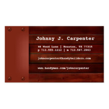 Tarjeta de visita profesional del carpintero