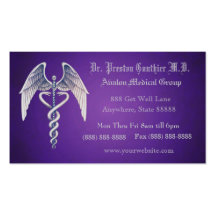 Tarjeta de visita púrpura del símbolo médico elega