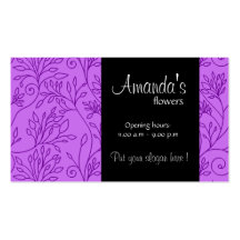 Tarjeta de visita púrpura floral elegante