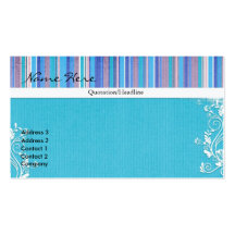 Tarjeta de visita rayada azul casual