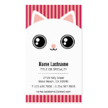 Tarjeta de visita rayada del gatito de la cara bla