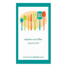 Tarjeta de visita retra del cocinero de los utensi