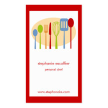 Tarjeta de visita retra del cocinero de los utensi
