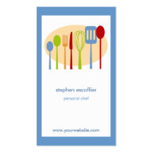 Tarjeta de visita retra del cocinero de los utensi