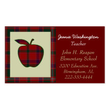 Tarjeta de visita roja de Apple de la tela escoces