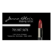 Tarjeta de visita roja del artista de maquillaje d