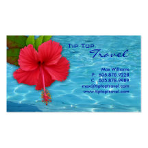 Tarjeta de visita roja del hibisco de la piscina d