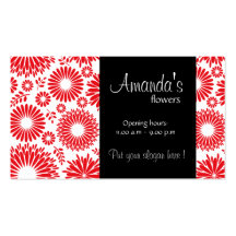 Tarjeta de visita roja floral del vintage