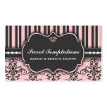 Tarjeta de visita rosada elegante de la panadería 