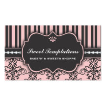 Tarjeta de visita rosada elegante de la panadería 