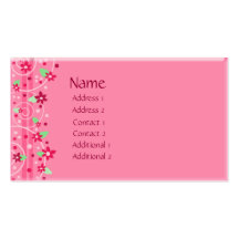Tarjeta de visita rosada floral femenina