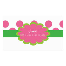 Tarjeta de visita rosada y verde de la mamá