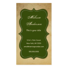 Tarjeta de visita sofisticada clásica del verde de