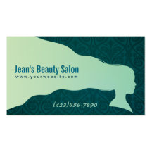 Tarjeta de visita verde del salón de belleza del p