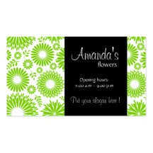 Tarjeta de visita verde floral del vintage