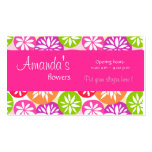 Tarjeta de visita verde y anaranjada rosada linda