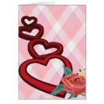 tarjeta del amor de los corazones 3d
