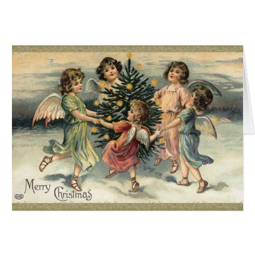 Tarjeta del ángel del navidad del Victorian