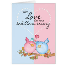tarjeta del aniversario - 2dos pájaros del amor de