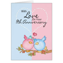 tarjeta del aniversario - 8vos pájaros del amor de