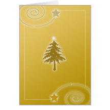 Tarjeta del árbol de Chirstmas en oro