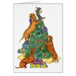 Tarjeta del árbol de navidad del Dachshund