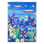 Tarjeta del arte: Azul del iris tarjetas