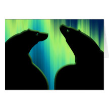 Tarjeta del arte del oso de la aurora boreal de la