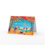 Tarjeta del arte: Otoño Walkies. Perros en Treliss tarjetas