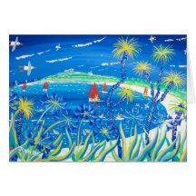 Tarjeta del arte: Palmas y Agapanthus contoneantes