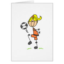 Tarjeta del balón de fútbol del chica que hace jue