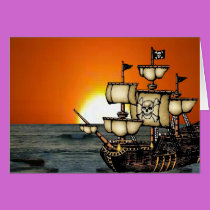 Tarjeta del barco pirata tarjetas